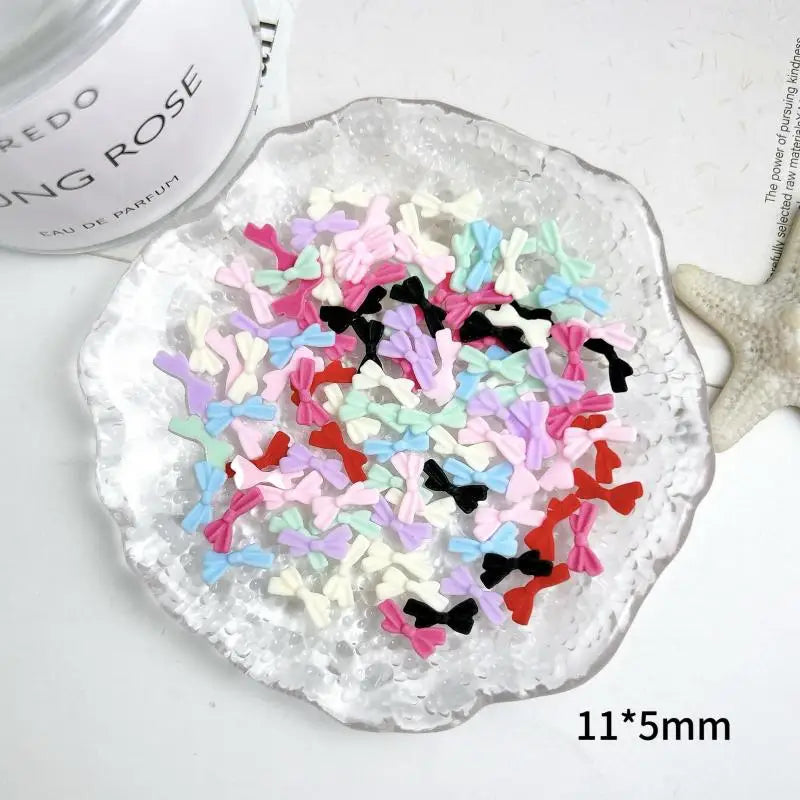 50-Pack Mini Macaron Bow Nail Art Charms | DIY Resin Decor Nail Art Charms QXL