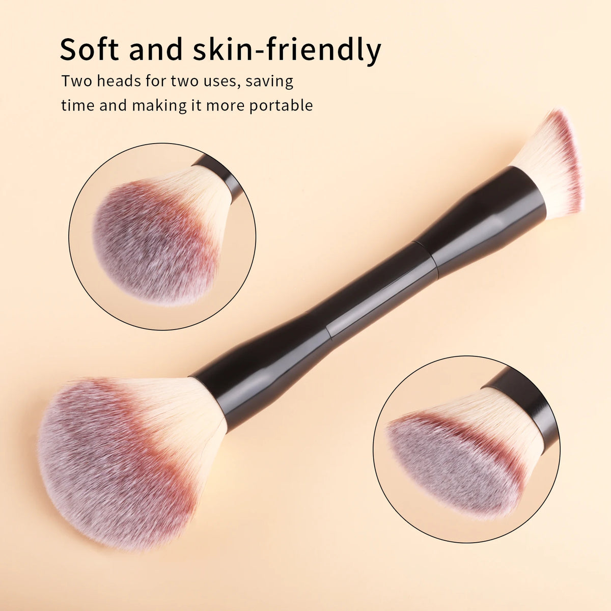 Ronshadow 2-Pc Makeup Brush Set | Powder Blush & Foundation Makeup Brush Set QXL