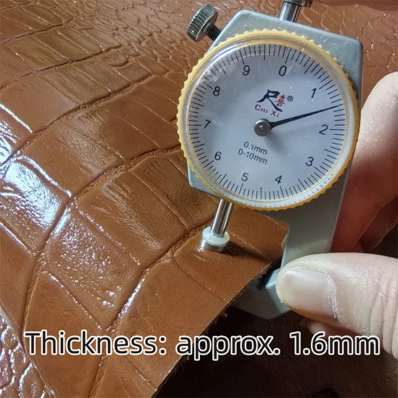 1.5mm Brown Crocodile Grain Cowhide Top-Grain Leather | DIY Craft Leather Hide QXL
