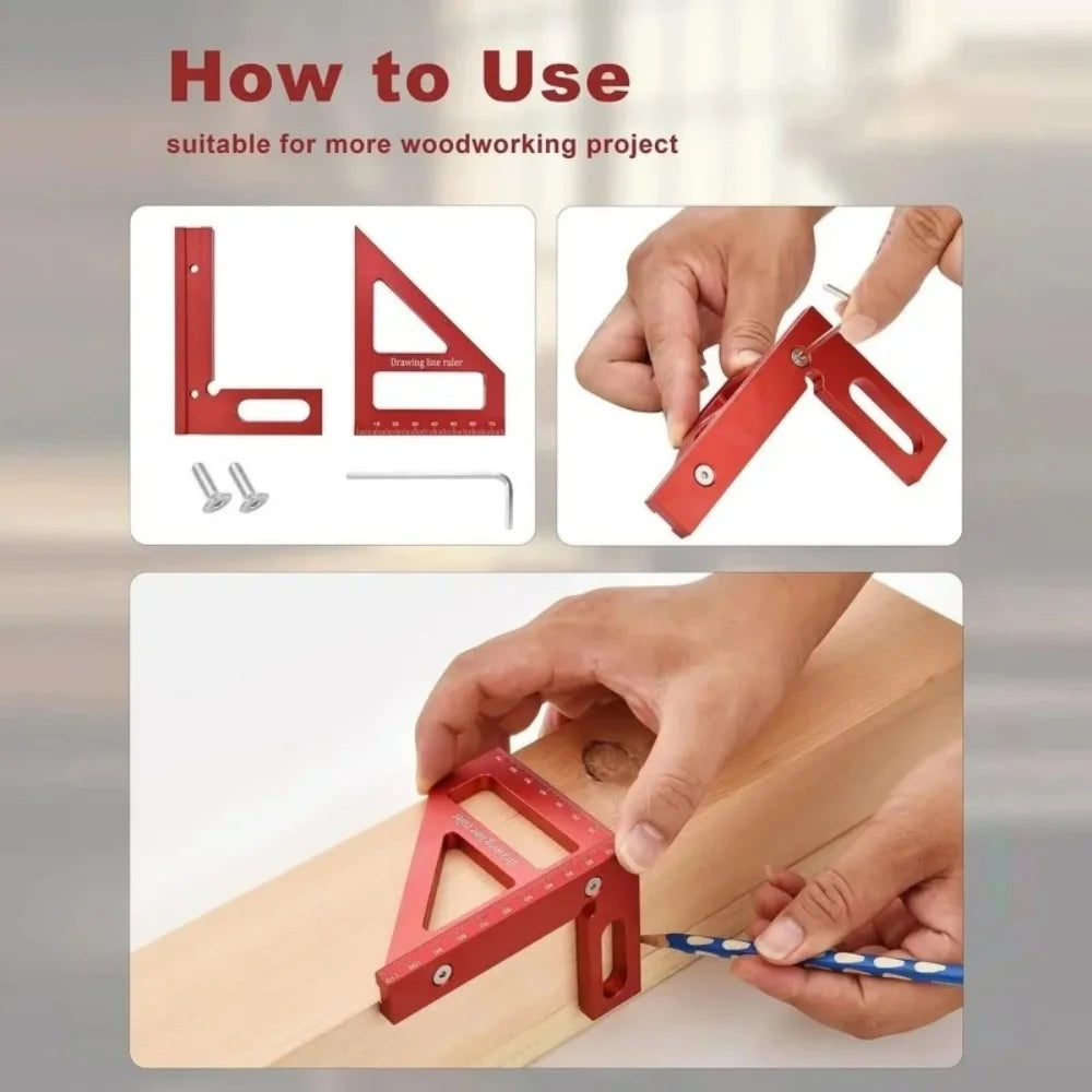 Aluminum Alloy Miter Square Triangle Ruler | Woodworking Tool Woodworking Measuring Ruler QXL