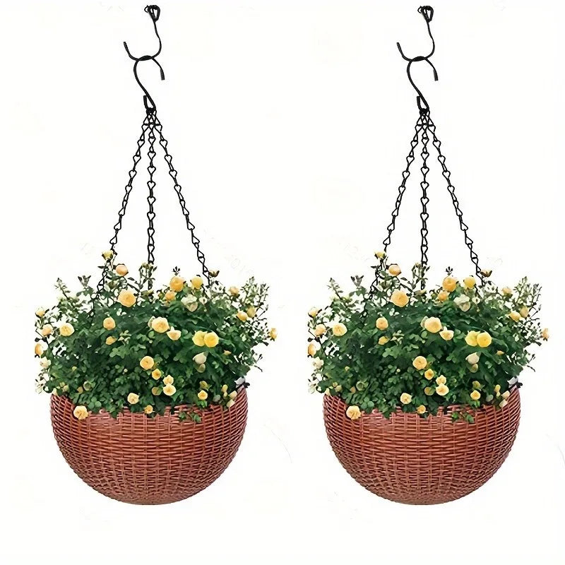Self-Watering Hanging Planter | Rattan Design | Easy Drain Hanging Planter QXL