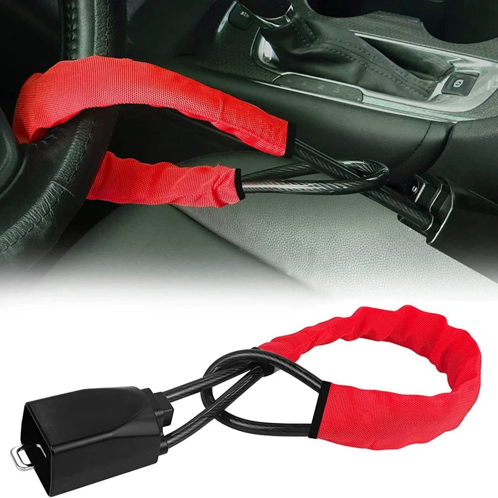 Universal Steering Wheel & Seat Belt Anti-Theft Lock | 2 Keys Steering Wheel Lock QXL