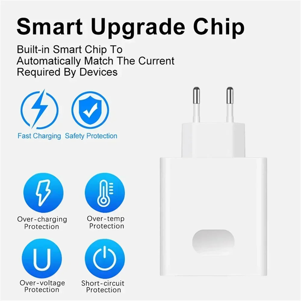 66W 6A Super Fast Wall Charger EU/US Plug + USB-C Cable Wall Charger QXL