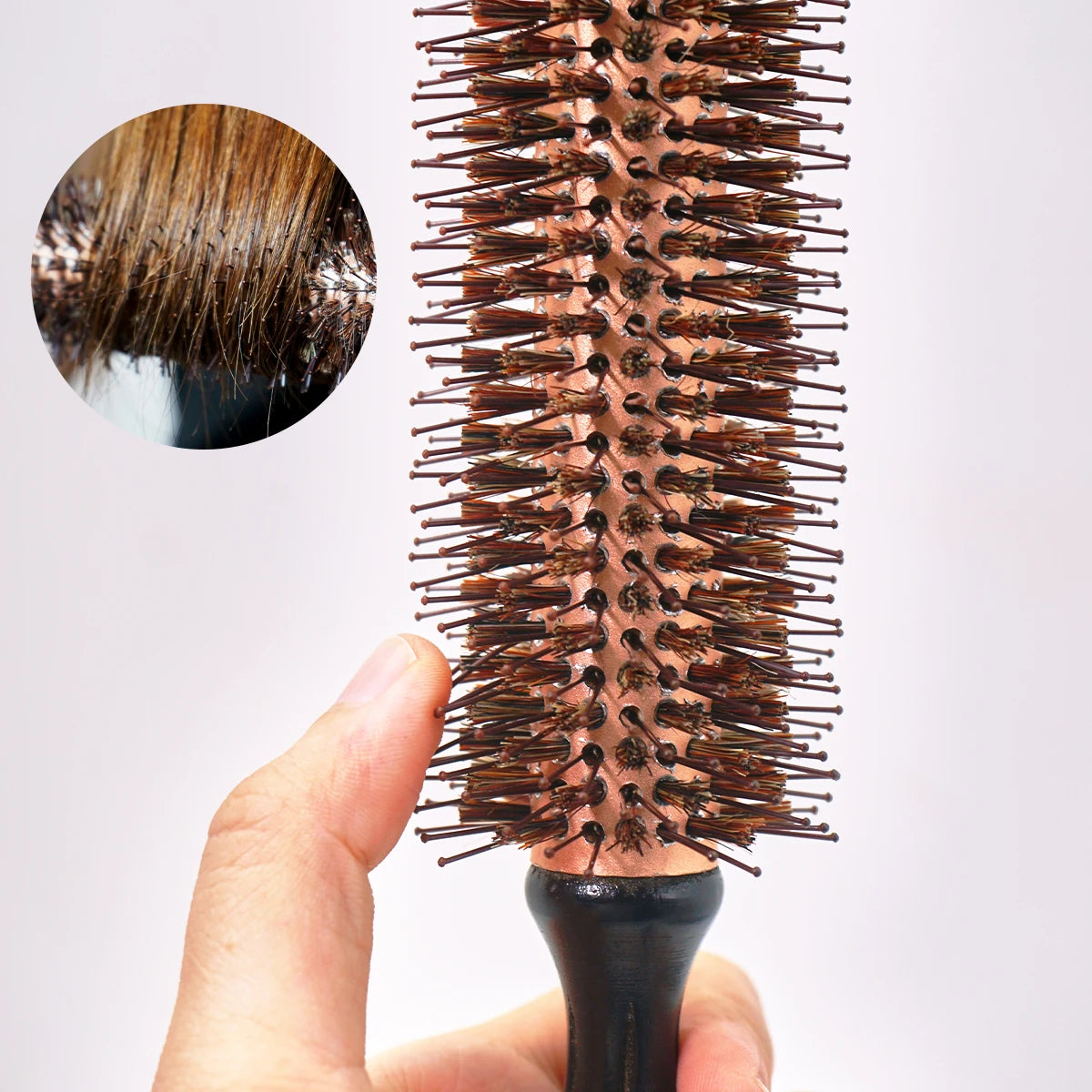 Wood Handle Boar Bristle Round Brush | Anti-Static Styler Boar Bristle Hair Brush QXL