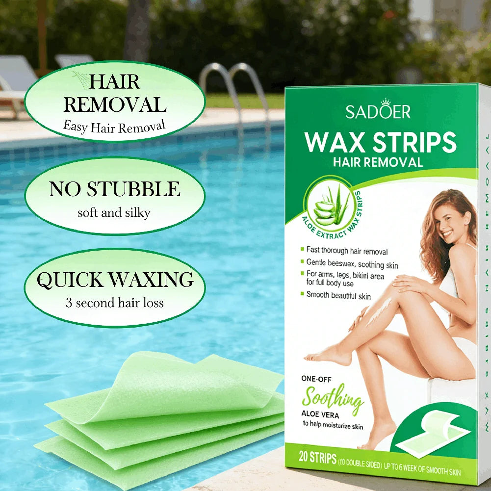 Natural Aloe Wax Hair Removal Strips | Face, Lip & Body Kit Wax Hair Removal Strips QXL