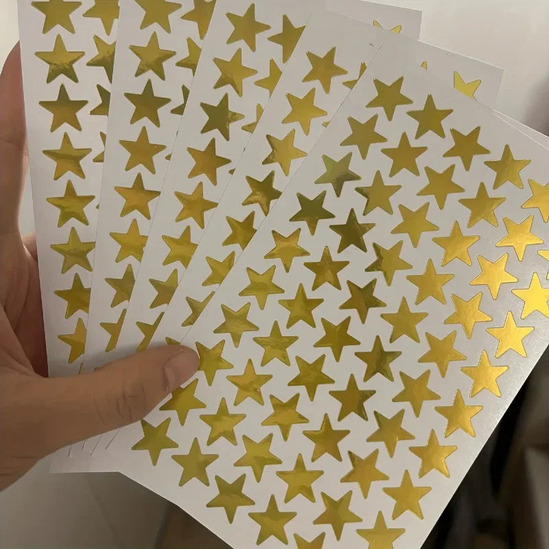 5-Pack Golden Star Laser Stickers for DIY Crafts & Journals Decorative Craft Stickers QXL