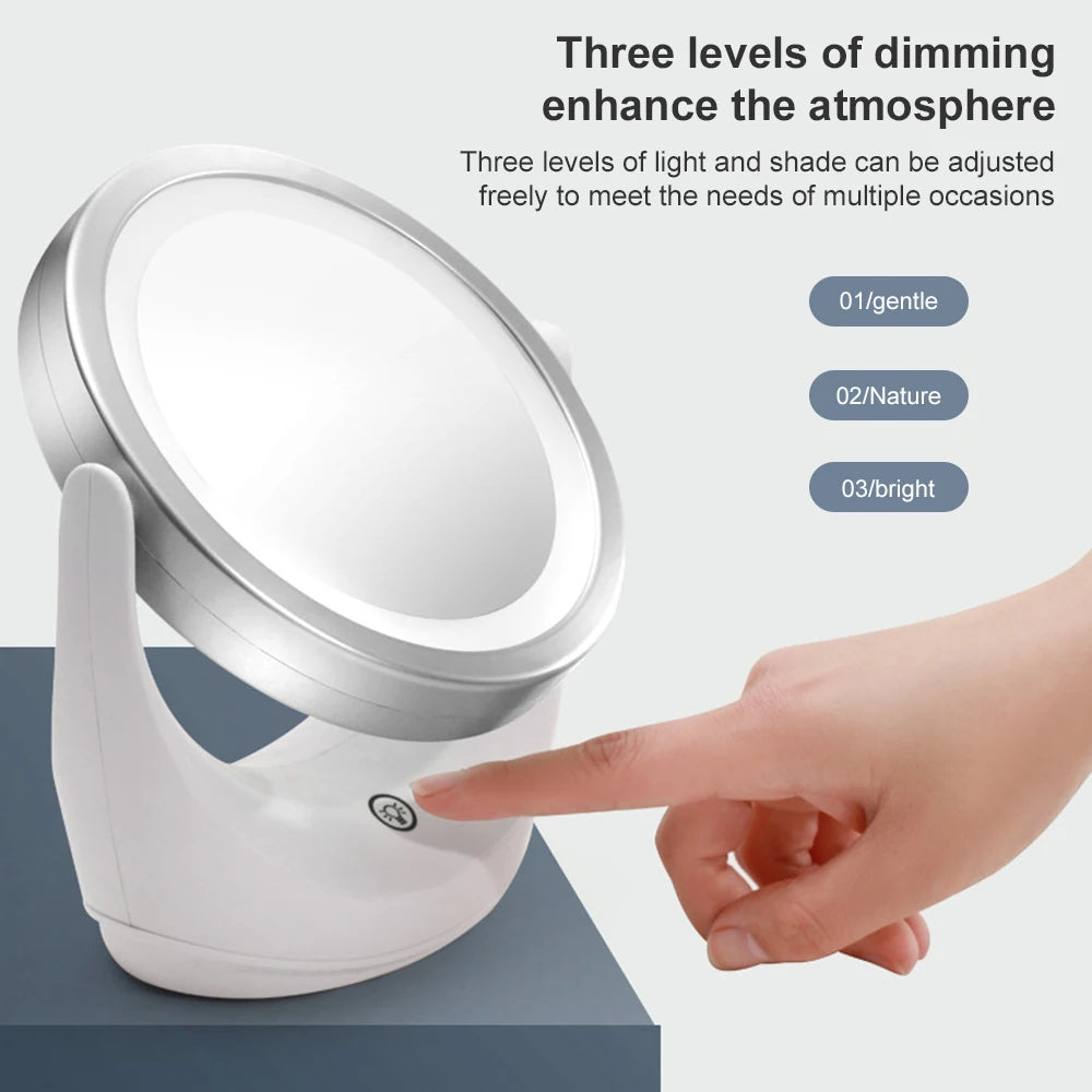 360° LED Vanity Mirror | Double-Sided 5X Magnification, 3 Lights LED Vanity Mirror QXL