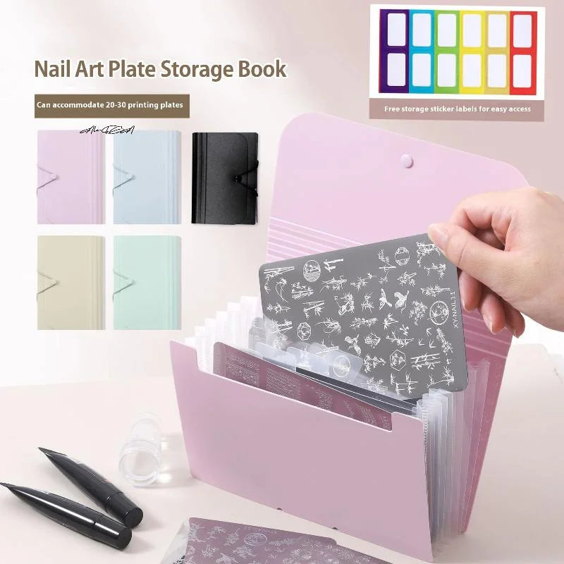 A6 Nail Stamping Plate Holder – 7-Slot Storage Booklet Nail Plate Organizer QXL