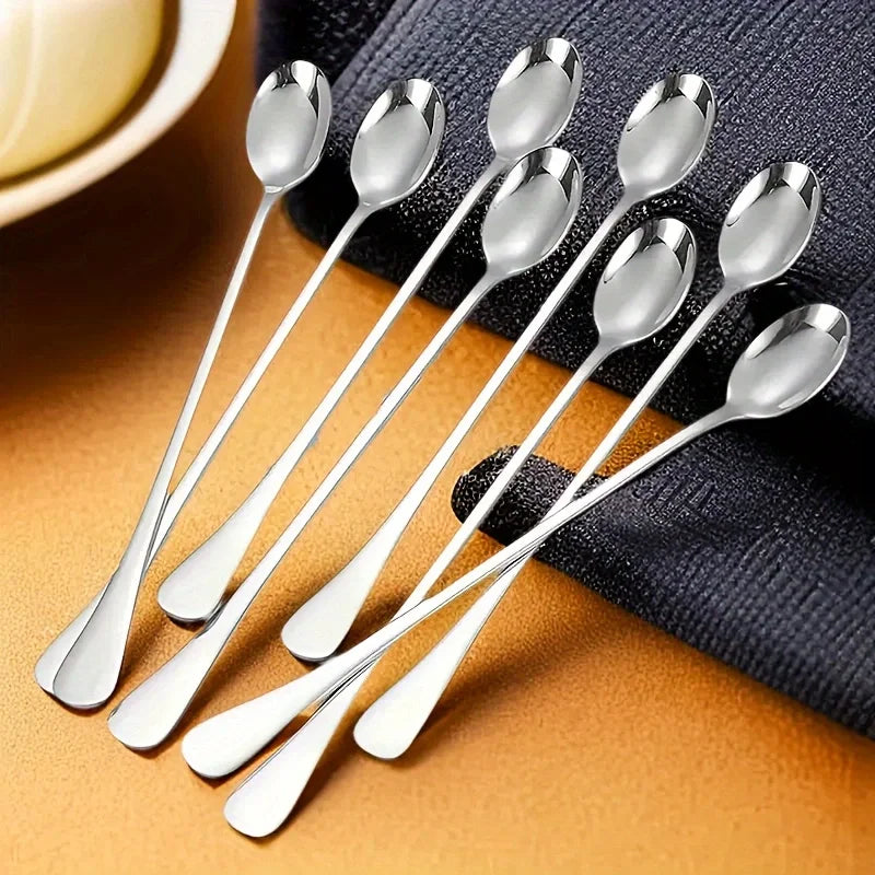 6-Piece Long-Handle Stainless Steel Spoon Set | Dishwasher Safe Spoon Set QXL
