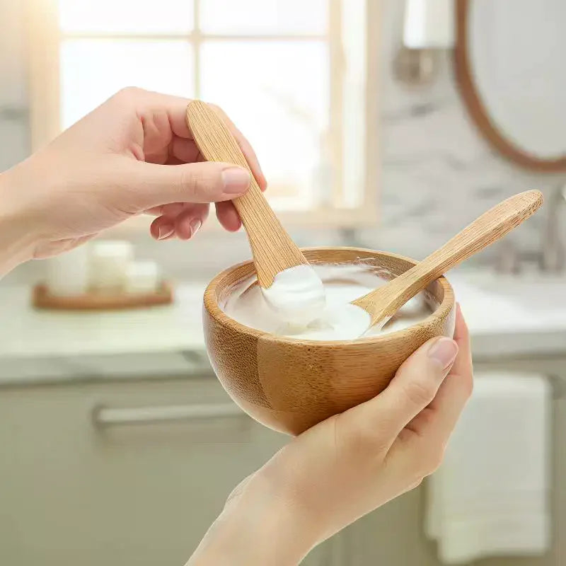 Bamboo DIY Face Mask Mixing Bowl Set – Spoon & Stick Kit Face Mask Tool Set QXL