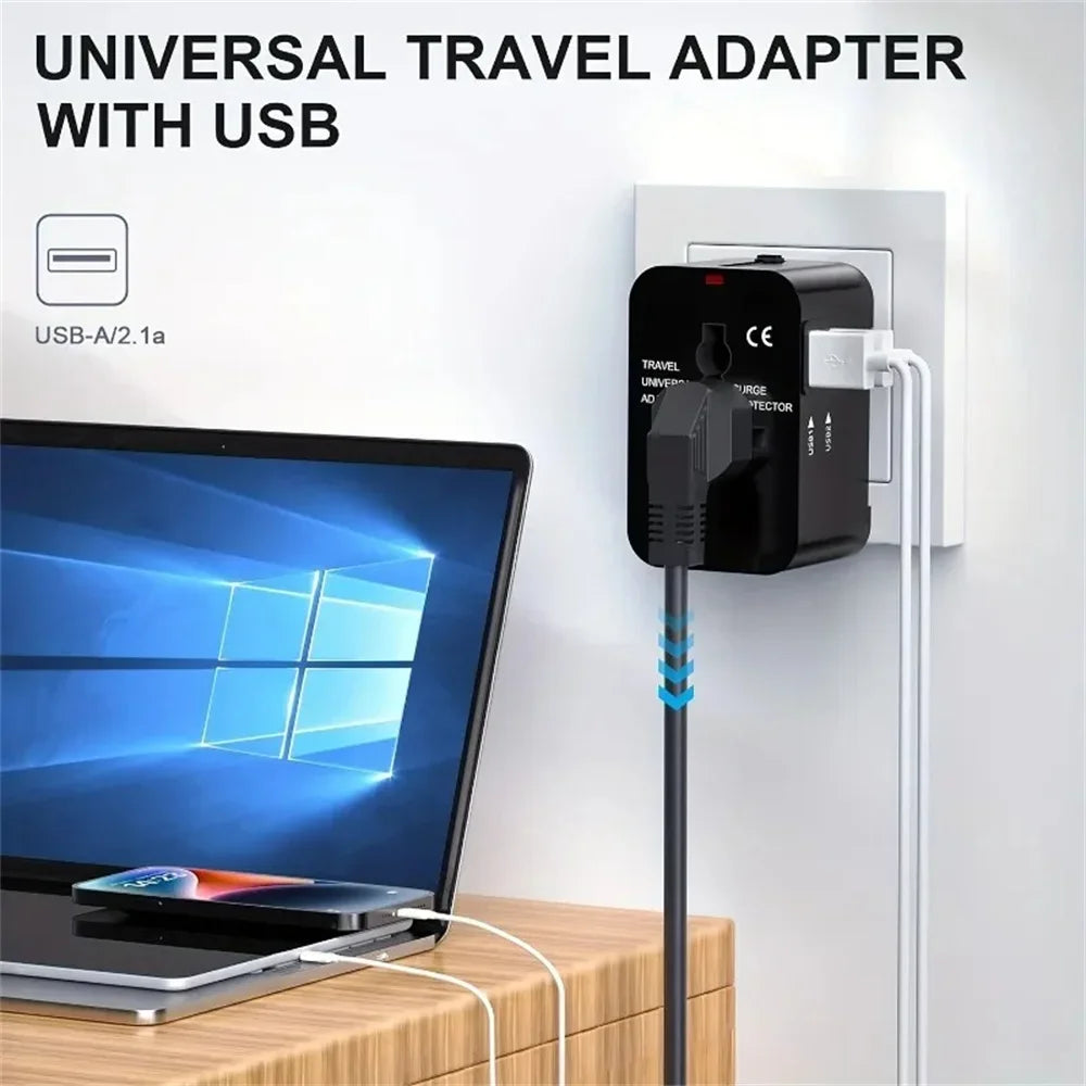 Universal Travel Adapter Dual USB | EU US UK AU Plug Converter Travel Power Adapter QXL