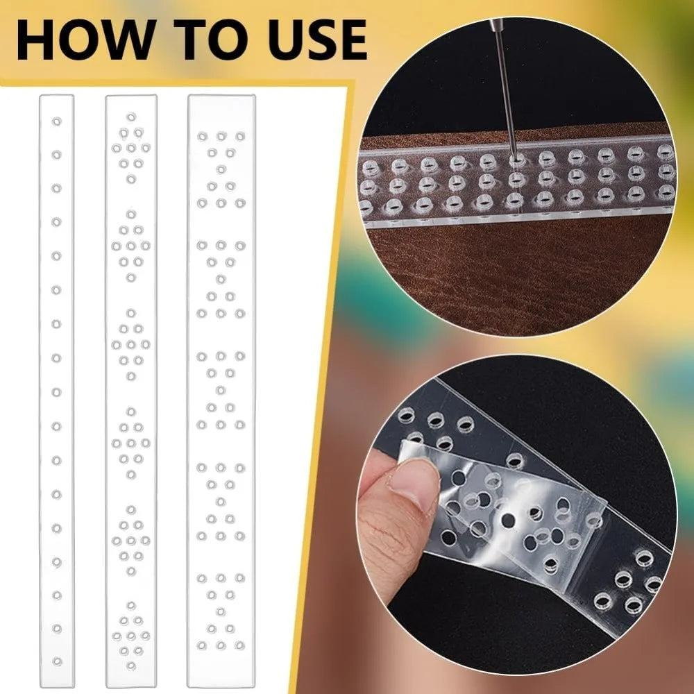9-Pc Acrylic Leather Punch Spacing Templates | 3 Widths Leather Craft Template QXL