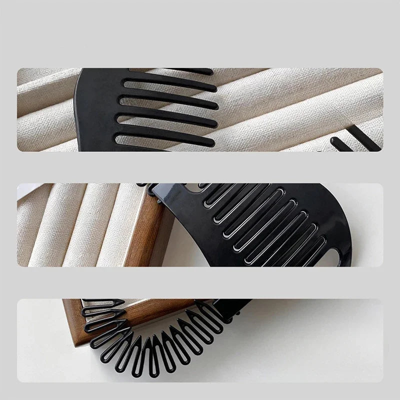 2-in-1 Banana & Fish Clip Beaded Hair Side Comb for Women Hair Clip Set QXL
