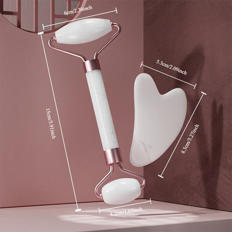 2-Pc Resin Gua Sha Board & Face Massage Roller Set Gua Sha Roller Set QXL