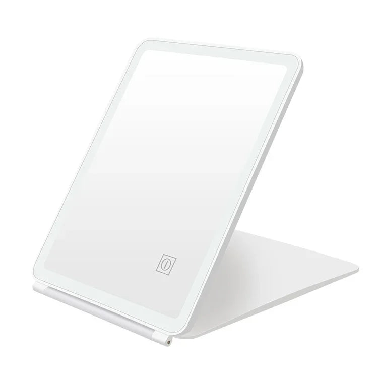 LED Lighted Folding Travel Makeup Mirror | 3 Colours Touch Dim LED Makeup Mirror QXL white
