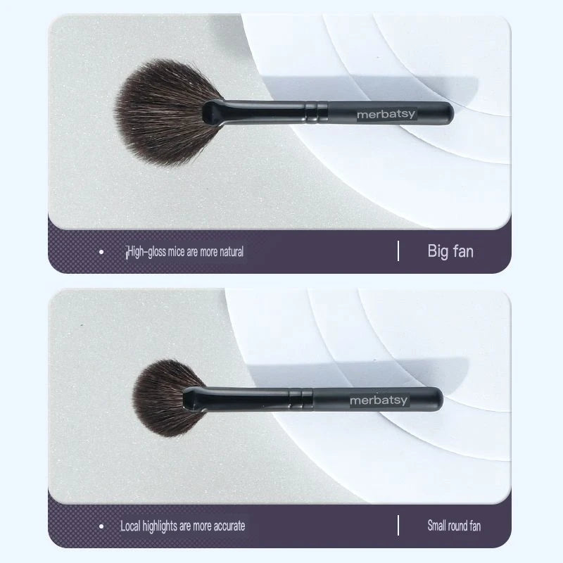 Fan-Shaped Goat Hair Highlighter Brush | Blush & Contour Highlighter Brush QXL