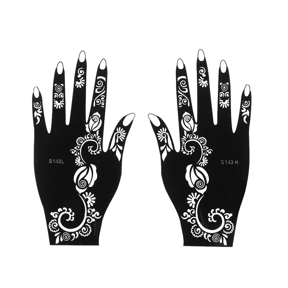 2-Pack Henna Tattoo Stencils – Flower Hand Body Art Templates Henna Tattoo Stencil QXL