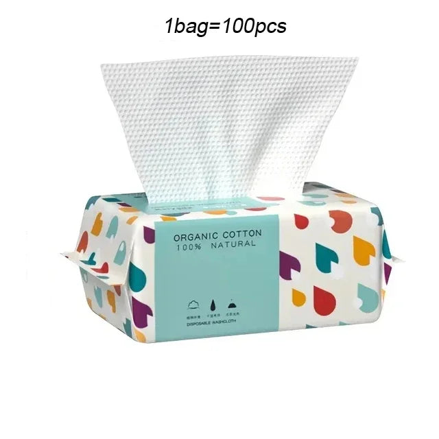 100-Pack Disposable Face Towels | Soft Cotton Makeup Remover Disposable Face Towels QXL M352 1bag
