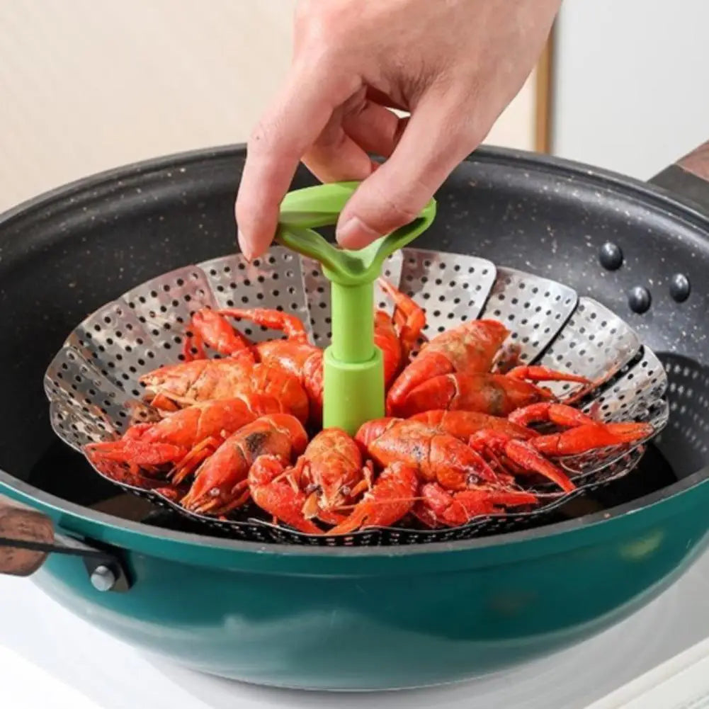 Foldable Stainless Steel Steamer Basket Set – 9" & 11" | 2-Pack Steamer Basket Set QXL