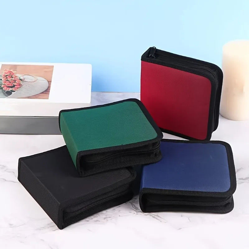 40-Disc CD DVD Storage Case | Portable Zipper Binder Wallet Disc Storage Case QXL