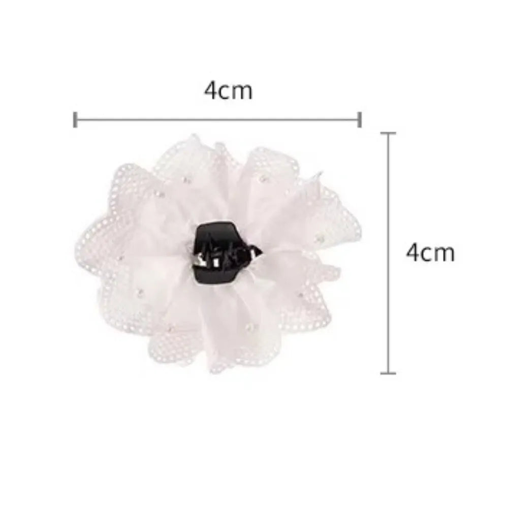 White Flower Lace Ponytail Shark Clip | Women's Hair Accessory Hair Shark Clip QXL