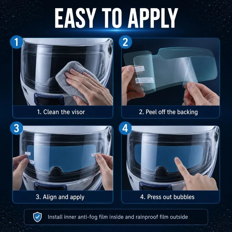 Motorcycle Helmet Anti-Fog & Rainproof Visor Film – Universal Helmet Visor Film QXL