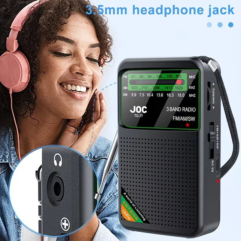 Portable AM/FM/SW Rechargeable Pocket Radio – Earphone Jack Portable Pocket Radio QXL