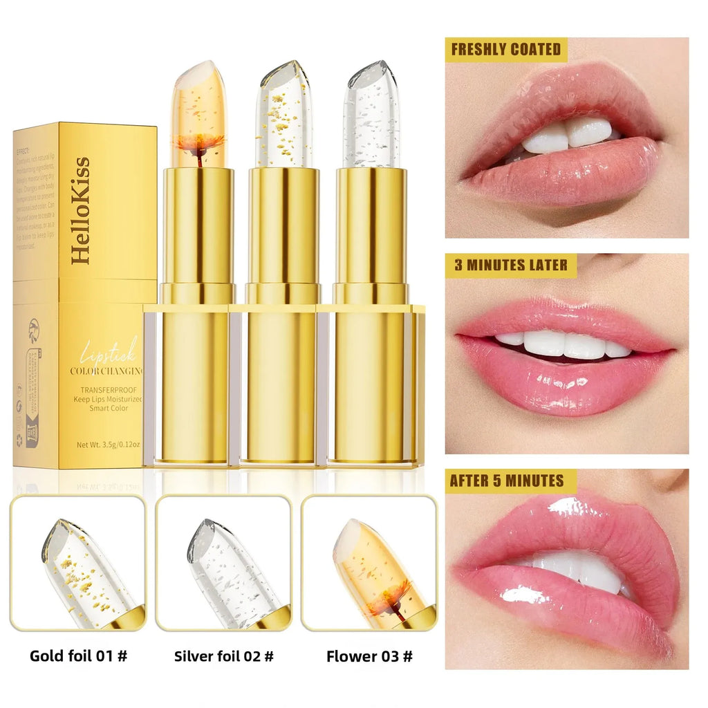 Hello Kiss Gold Foil Color-Change Plumping Lip Balm Longwear Color-Change Lip Balm QXL