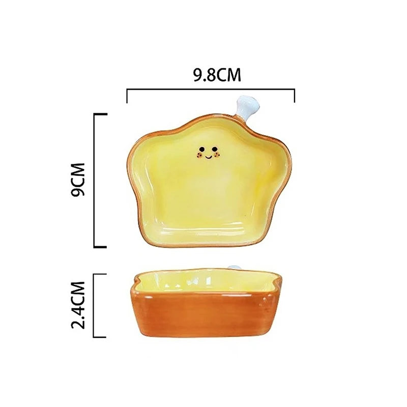 Ceramic Croissant Dipping & Dessert Plate | Cute Kitchen Dish Ceramic Dessert Plate QXL B