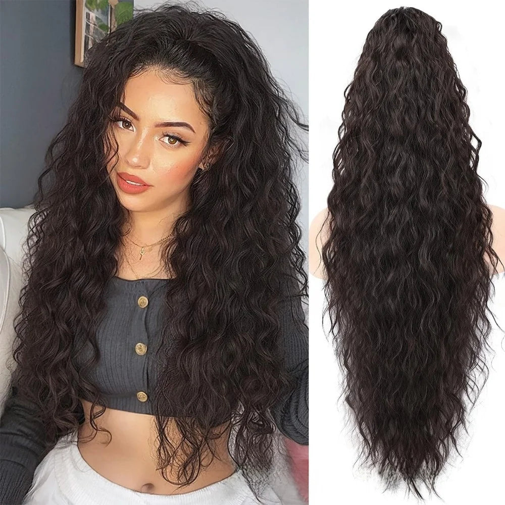 Clip-In Synthetic Ponytail Extension | Long Wavy Curly 66cm Clip-In Hair Extension QXL