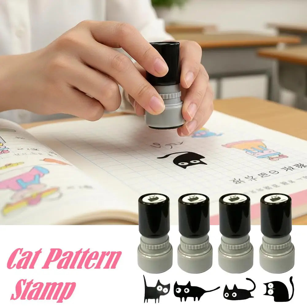 4-Pack Cute Black Cat Stamps for Scrapbooking & Journaling Decorative Craft Stamps QXL