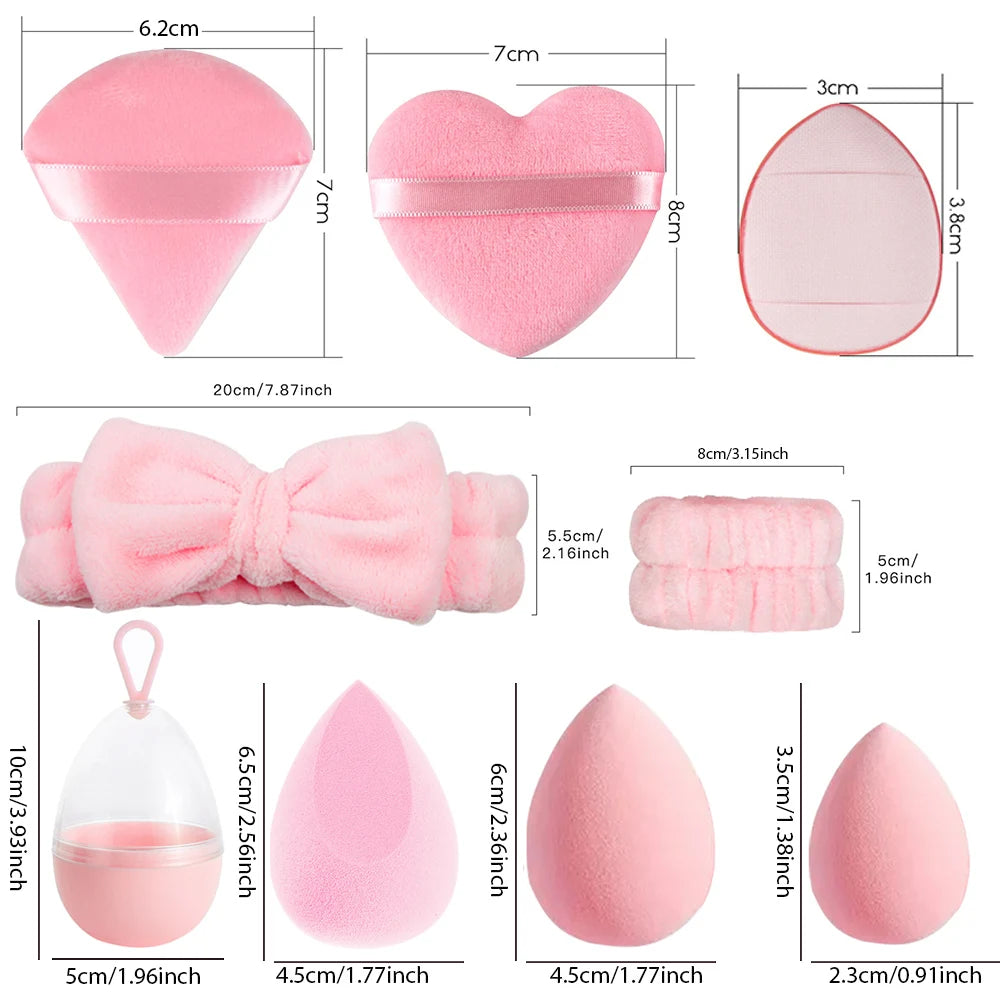 17-Pc Makeup Sponge Blender Set | Powder Puff & Headbands Makeup Sponge Set QXL