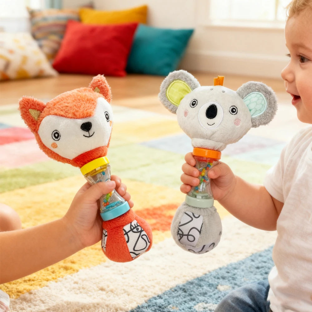 Fox & Koala Baby Hand Rattle | Grip & Motor Skills Toy Baby Hand Rattle QXL