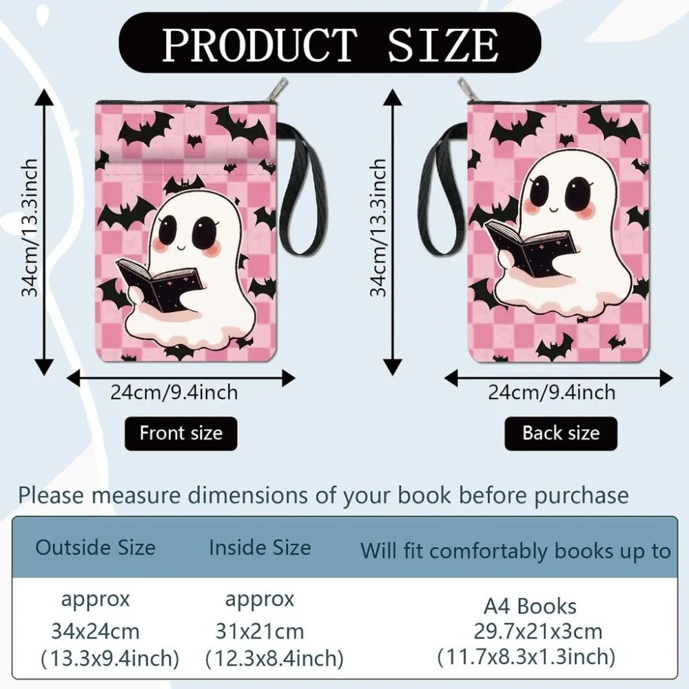 Pink Bat Book Sleeve | Washable Fabric Cover with Zipper Fabric Book Sleeve QXL