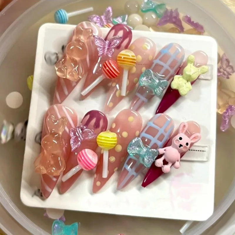 20-Pc Kawaii Lollipop 3D Nail Charms | Resin Candy Decor 3D Nail Charms QXL