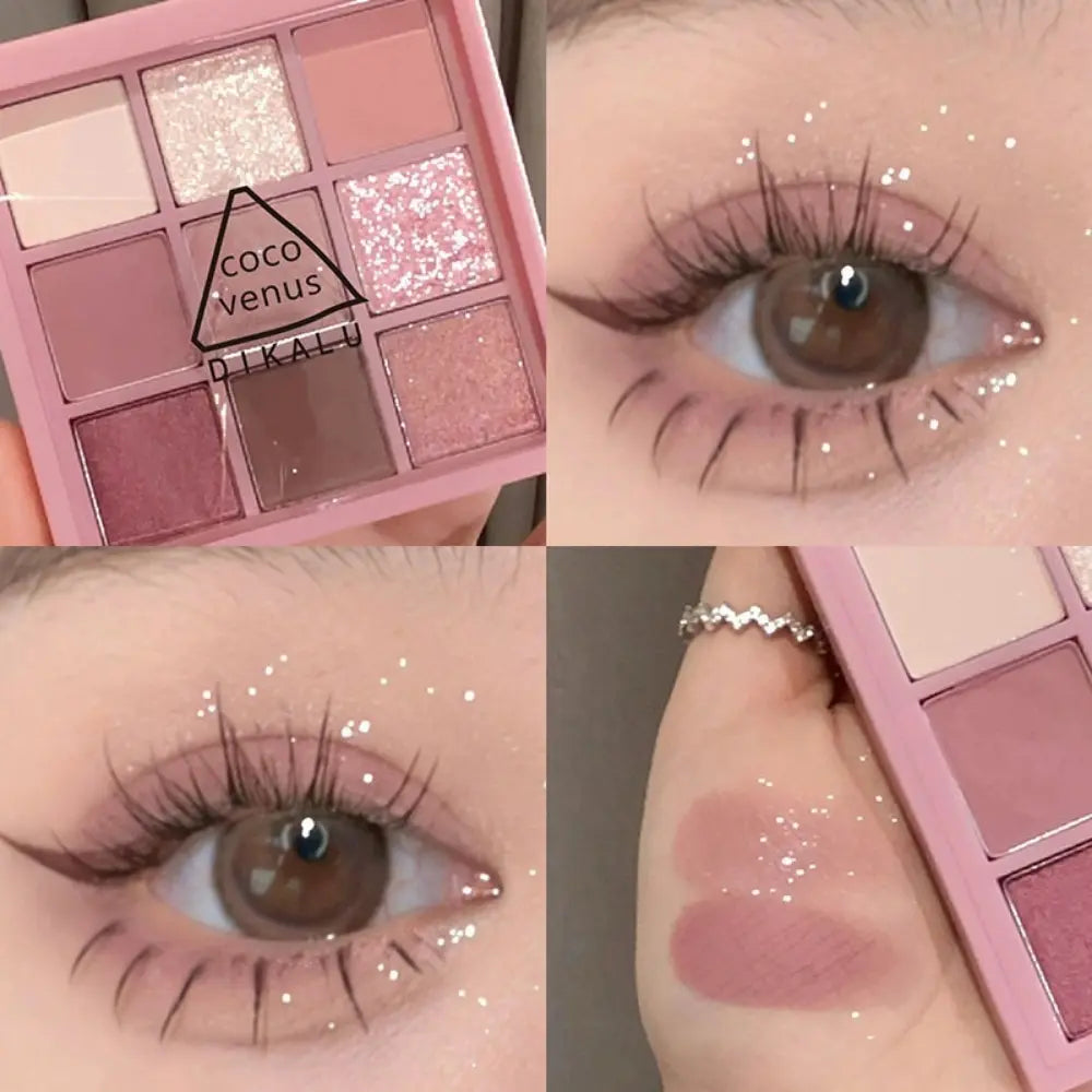 MAXFINE 9-Color Glitter Eyeshadow Palette | Shimmer & Matte Eyeshadow Palette QXL
