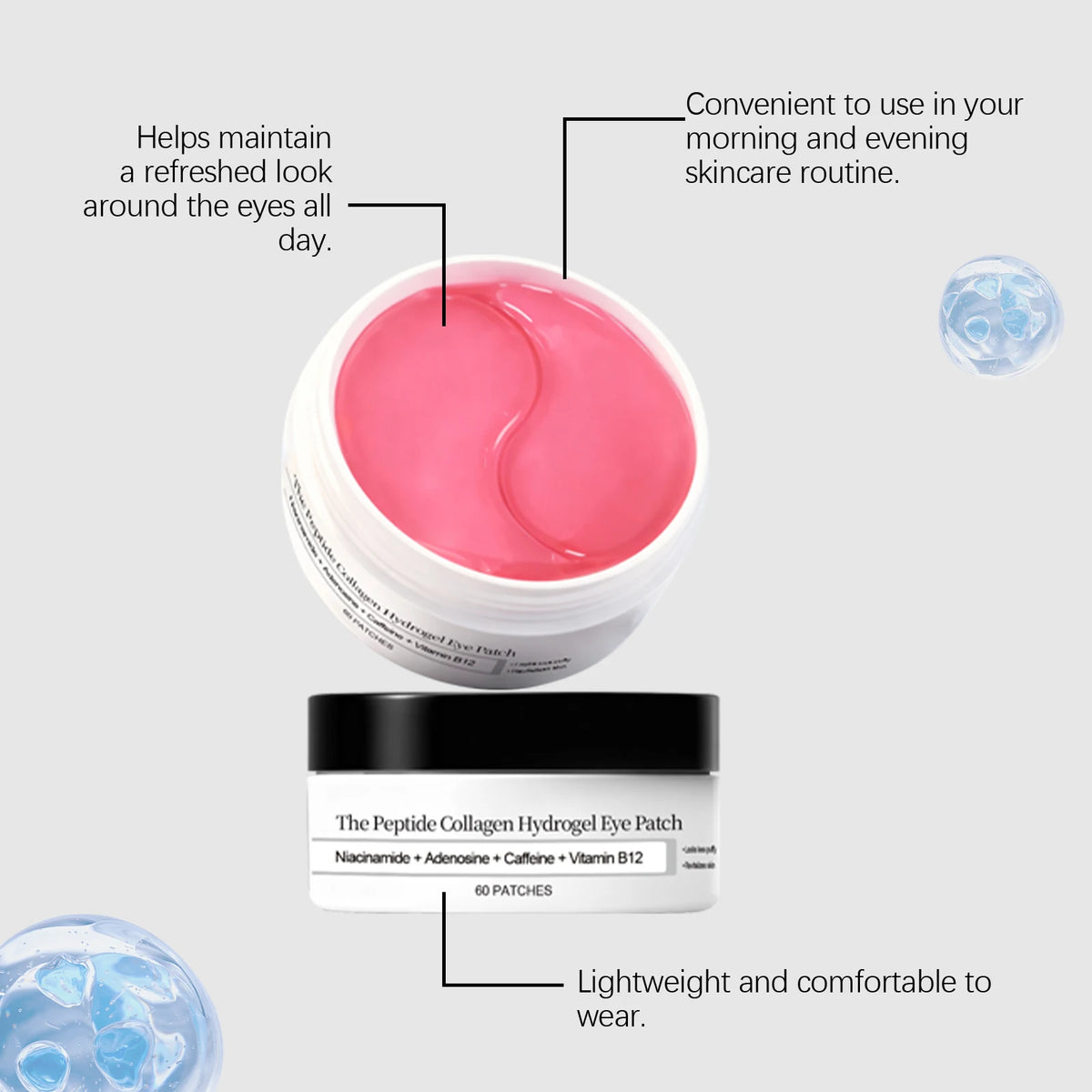 Collagen Hydrogel Eye Masks 60pcs | Firming & Brightening Hydrogel Eye Patches QXL