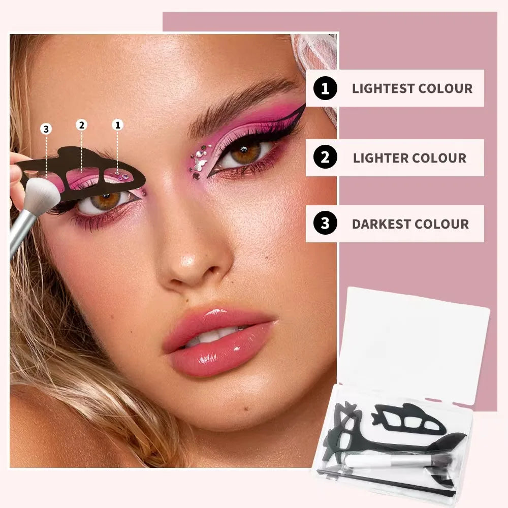 6-Pc Reusable Eyeshadow Stencil & Brush Set | Beginner Kit Eyeshadow Stencil Set QXL