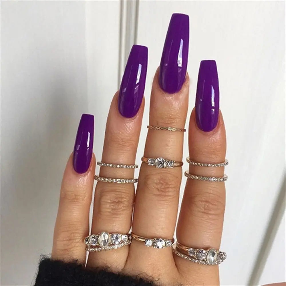 100-Pack Coffin False Nail Tips | Long Ballerina Full Cover False Nail Tips QXL