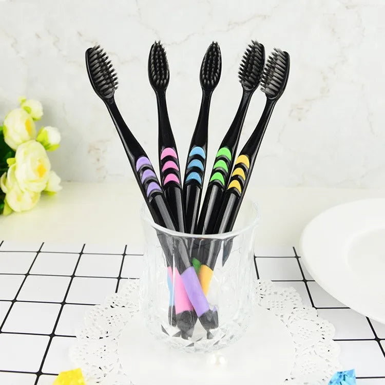 Bamboo Charcoal Soft Bristle Toothbrush – 12 Pack | Adult Soft Bristle Toothbrush QXL