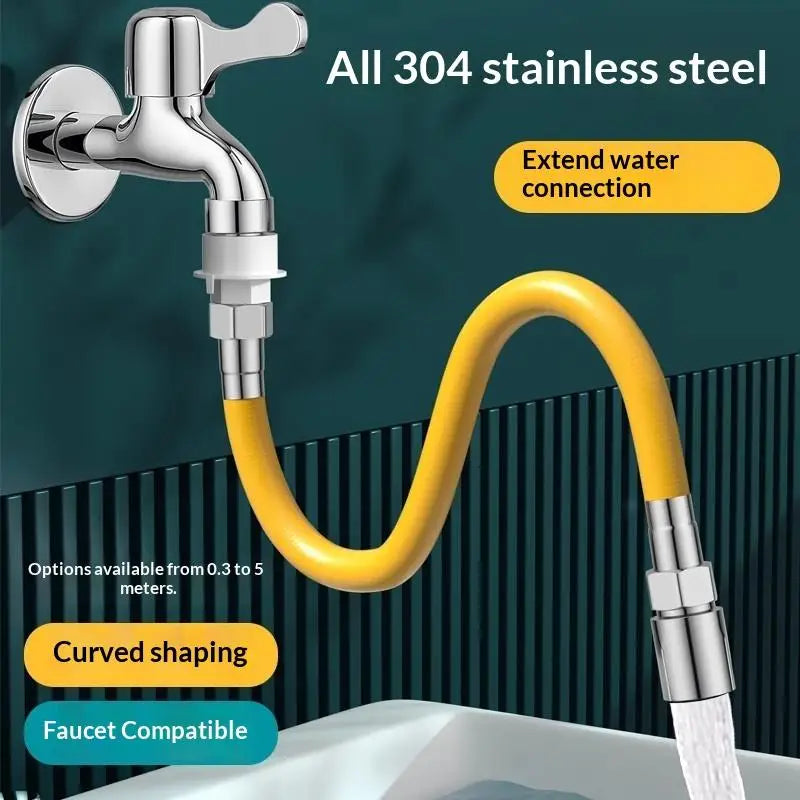 Flexible Stainless Steel Faucet Extender | Kitchen & Bathroom Faucet Extender Tube QXL