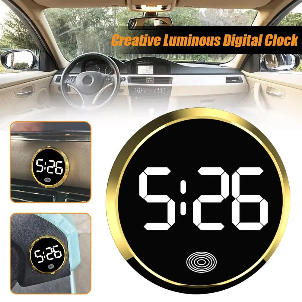 Car Luminous LED Clock | Touch Button Dashboard Timepiece Car Dashboard Clock QXL