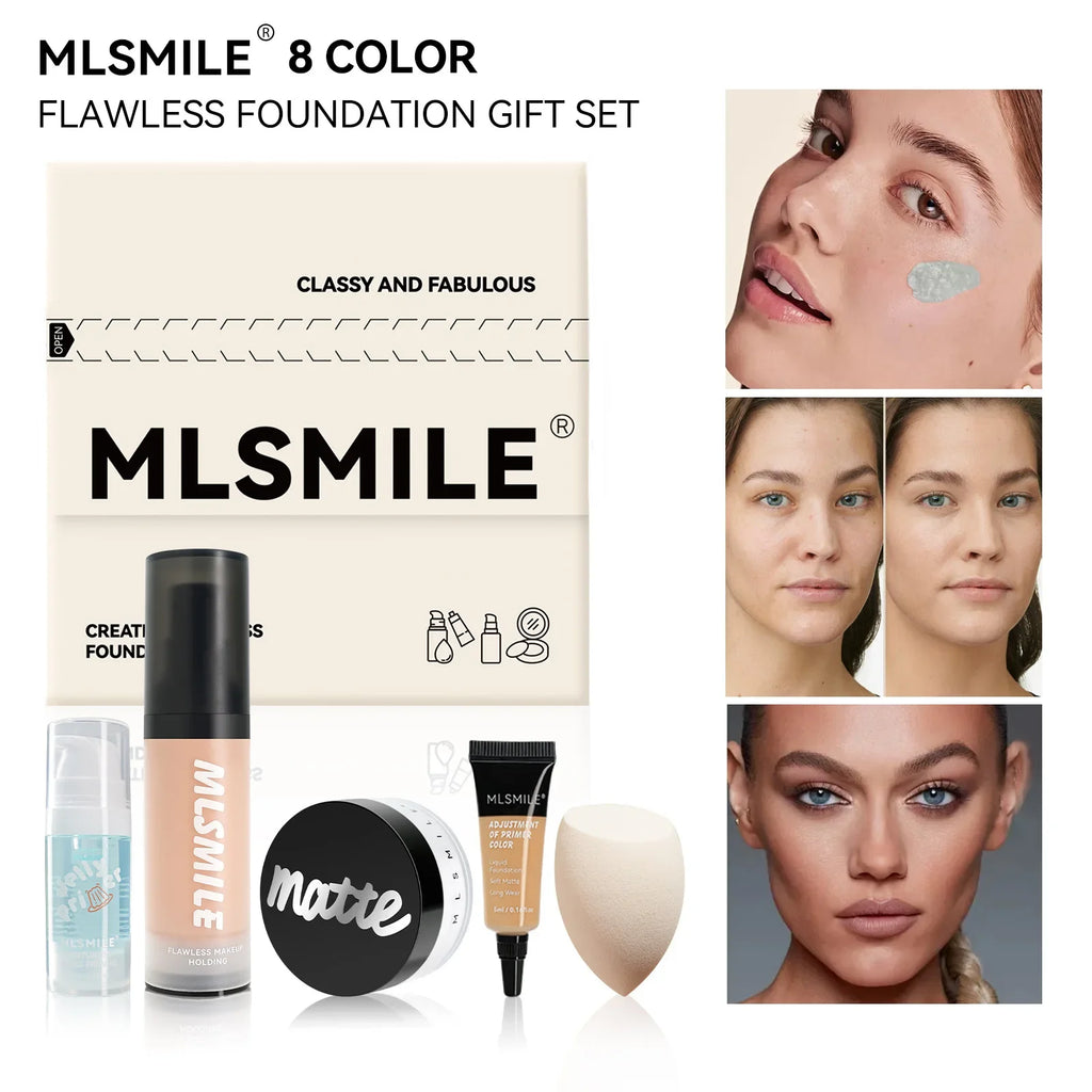 MLSMILE Makeup Set – Foundation, Concealer & Loose Powder Makeup Base Set QXL