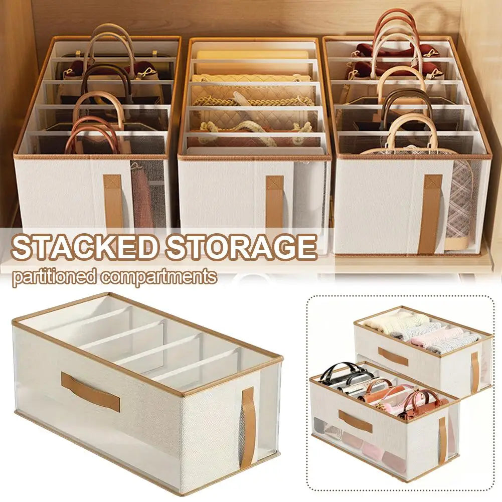 5-Grid Dustproof Handbag & Purse Storage Organizer Box Closet Bag Organizer QXL