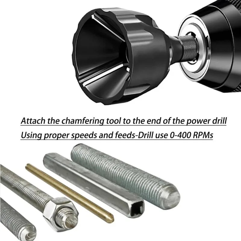Tungsten Steel Deburring Chamfer Tool | Bolt & Rod Burr Remover Deburring Chamfer Tool QXL