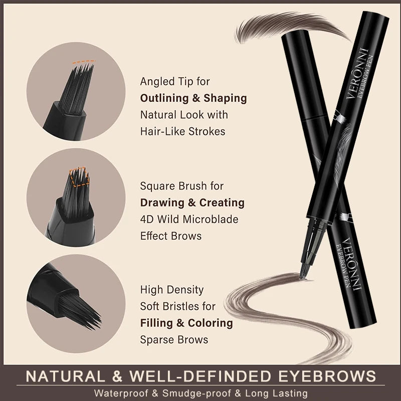 3D Waterproof Liquid Eyebrow Pen | 4 Colors, 2-Pack Liquid Eyebrow Pen QXL