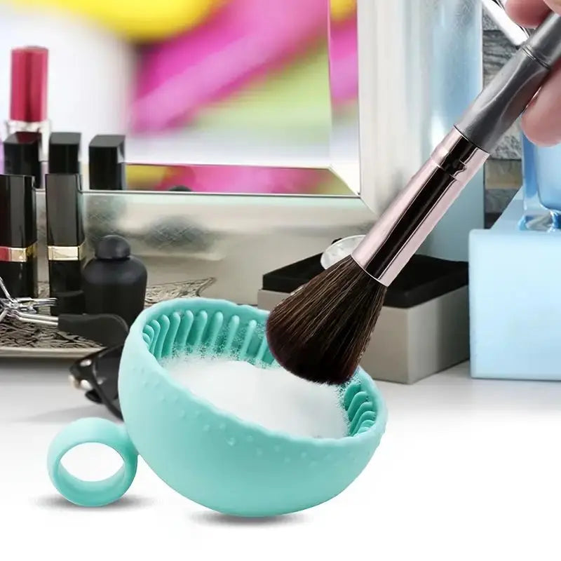 Silicone Makeup Brush Cleaner Bowl & Scrubber Pad Brush Cleaning Bowl QXL