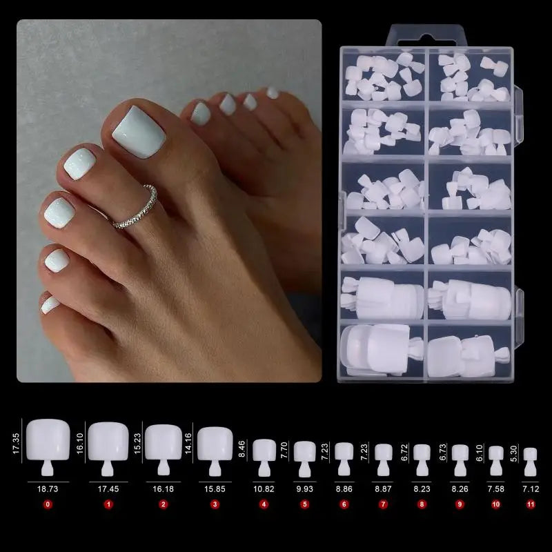 120-Pack Short Square Press-On Toenail Tips | Full Cover Gel Press-On Toenail Tips QXL