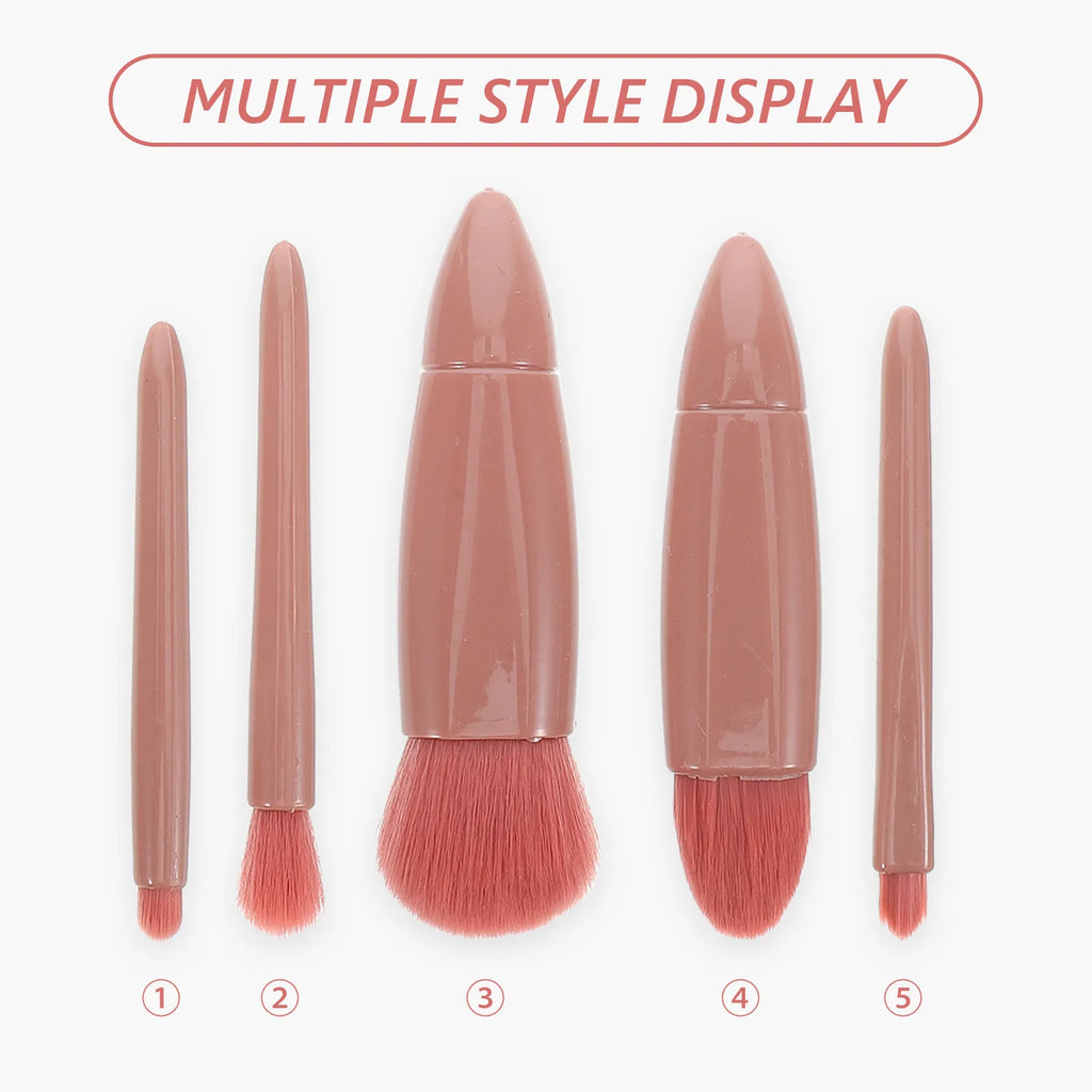 Travel Makeup Brush Set with Mirror Case – 5 Mini Brushes Travel Makeup Brush Set QXL