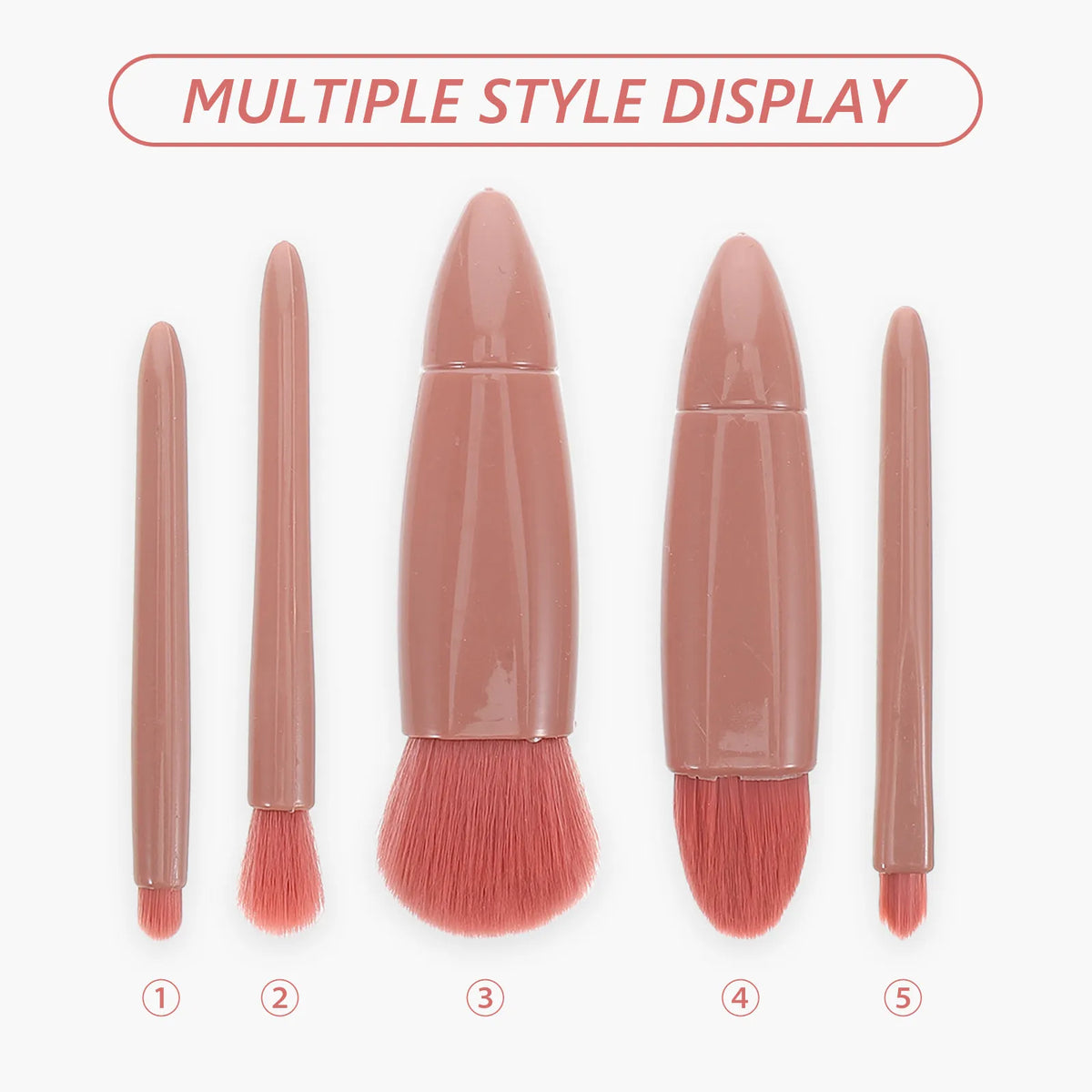 Travel Makeup Brush Set with Mirror Case – 5 Mini Brushes Travel Makeup Brush Set QXL